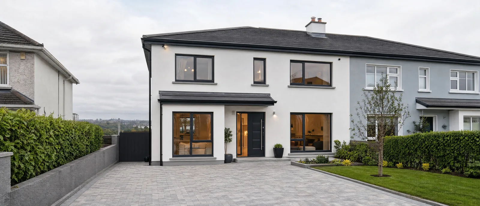 White rendered semi-detached Cork home fully renovated by TRC Homes